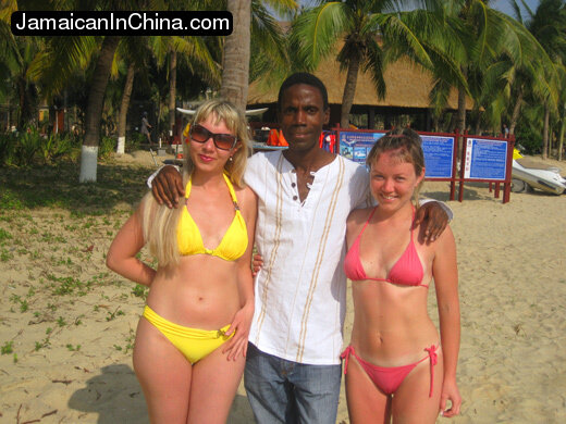 On the beach with my new Russian friends on Hainan, People’s Republic of China
